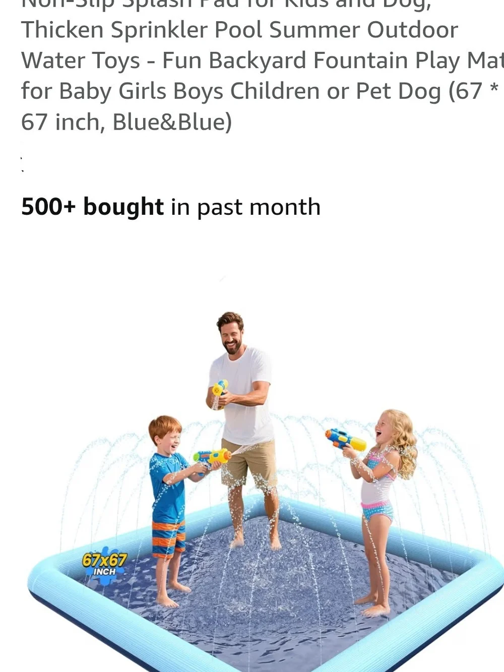 Square Blue Kids Splash Play Pool - Blue